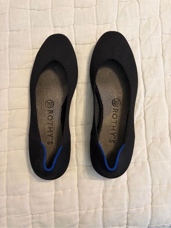Rothy's Shoes - Rothy's Black Knit Slip-On Flats with Blue Accent
